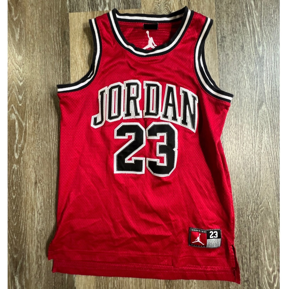 Jordan Basketball Jersey Kids Medium Red Michael Jordan 23 Mesh Sleeveless Tank